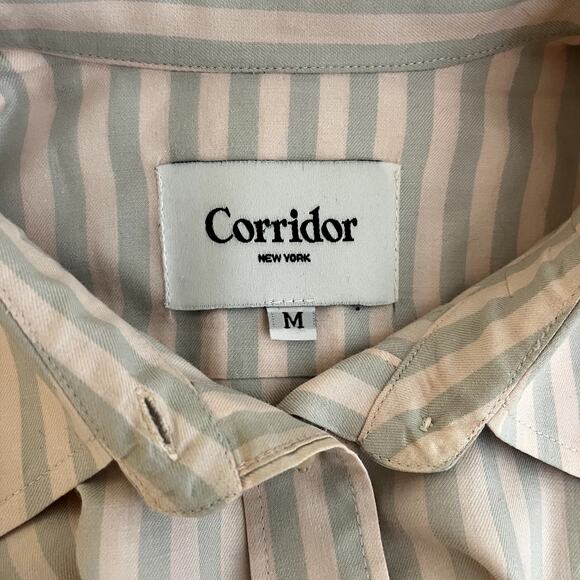 Corridor NYC RARE Women's Striped Button Down Shirt Size Medium A1-31 - Picture 5 of 8